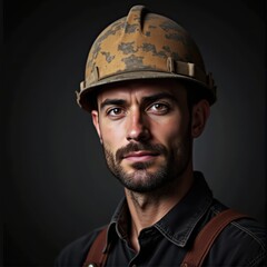 Fototapeta premium Workers people Professional Worker Portrait copy space worker capture subject in a way that resembles a still frame from a movie cinematic lighting story narrative quality drawing