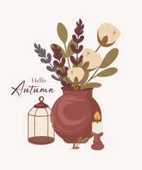 Vector still life with flowers and birds