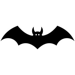 Flying Bat Silhouette Icon. Halloween Vampire Bat Vector Symbol