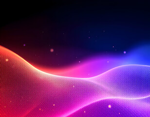 Abstract Glowing Digital Waveform with Particles