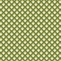 ​A fascinating geometric trellis pattern with a 3D illusion. This seamless design features a repeating diamond motif in a gradient of green and olive tones.