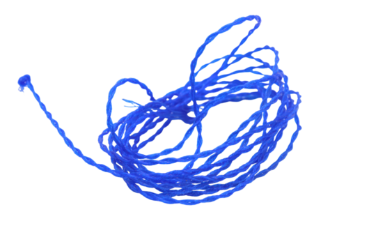 blue rope coil isolated on transparent background.