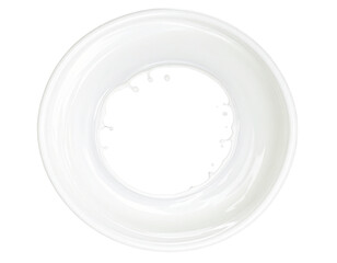 Abstract Circular Milk Splash with Droplets, Artistic Fluid Shape, isolated on transparent background PNG