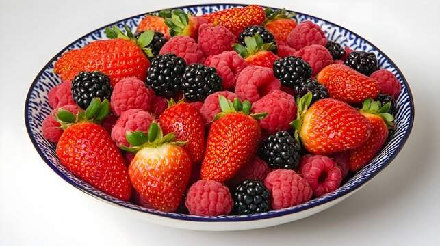 Fresh strawberries raspberries blackberries summer bowl