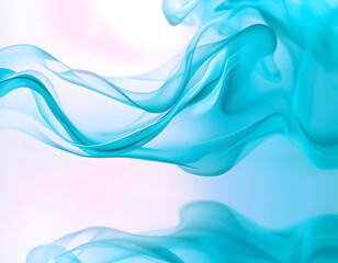 Fototapeta premium Flowing Aqua Fabric on Light Background