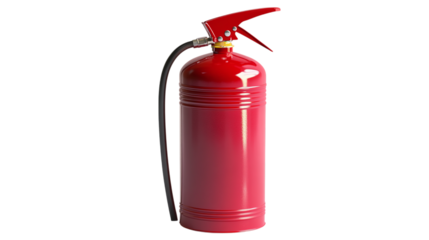 Red fire extinguisher isolated on transparent background 
