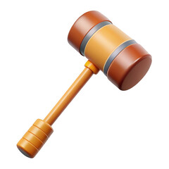 3d wooden mallet isolated on transparent background