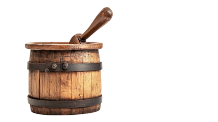 Retro wooden butter churn dasher isolated on transparent background 