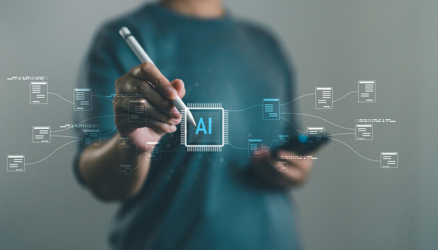 Artificial intelligence chip with data flow structure and relation information node. Smart data processing, machine learning and digital transformation in modern tech architect.