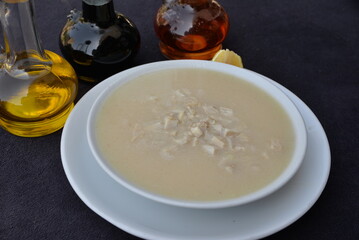 Soup plate on table in restaurant