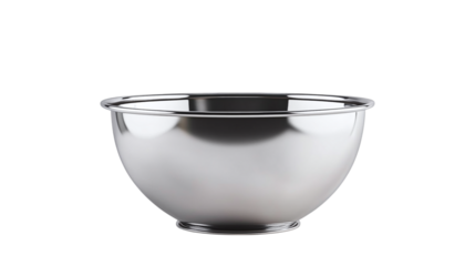 Silver metal mixing bowl isolated on transparent background 