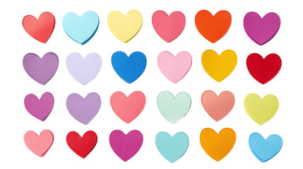 Set of colorful sticky notes isolated on transparent background 