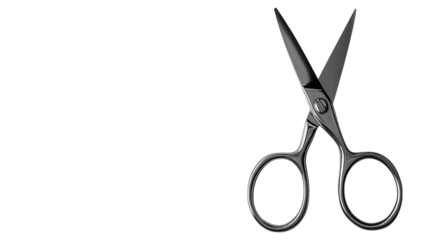 Silver metal scissors isolated on transparent background 