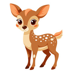 Adorable Cartoon Fawn, Cute Baby Deer Illustration, White Background, Childrens Book, Sweet Animal Character Design