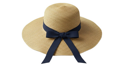 Sunhat with ribbon on white transparent background, PNG