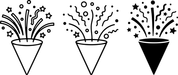 Celebration Party Popper Icons Festive Design Elements for Events