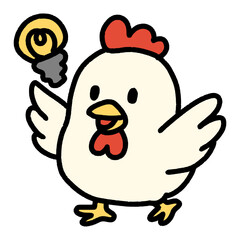 何かいいアイデアを閃くニワトリ（Affinity Designer版）