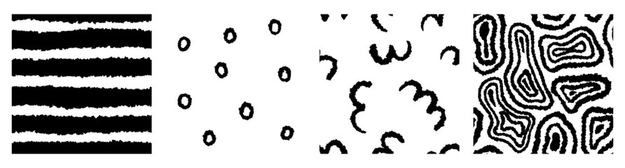 Set Aesthetic Contemporary printable seamless pattern with abstract line, dot, shape brush stroke in black and white colors. Boho background in minimalist style vector Illustration for wallpaper