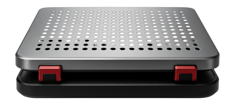 Dual-layer magnetic platform with perforated top and built-in safety locks for secure transportation