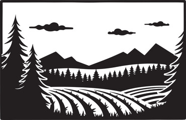 Scenic Mountain Farm Silhouette Bundle