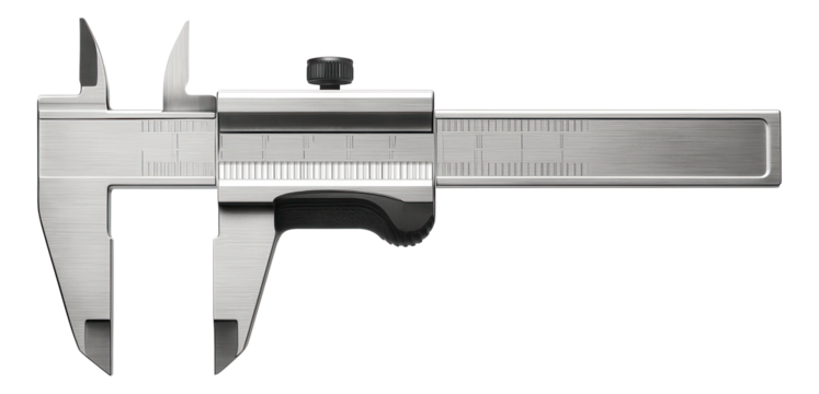Heavy-duty caliper with a reinforced frame for industrial applications in a manufacturing plant.