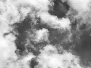 Halftone smoke texture isolated on transparent background with copy space. Black smoke from the chimney. Vector illustration 