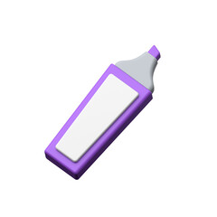 3D icon design of highlighter in trendy style, stationery item