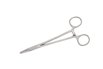 stainless steel scissors on transparent background.