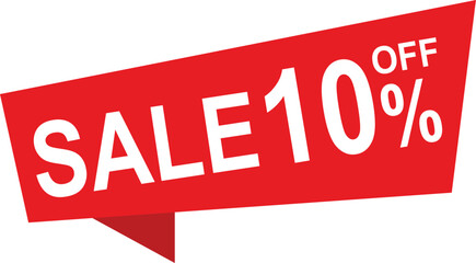 sale 10 percent off red banner with bold white text, suitable for discounts, marketing, and advertising