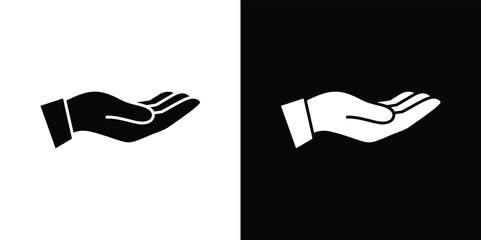 Open Hand Silhouette on Split Background Black on White, White on Black
