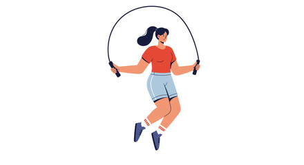 Obraz premium Woman Jumping Rope for Fitness Exercise