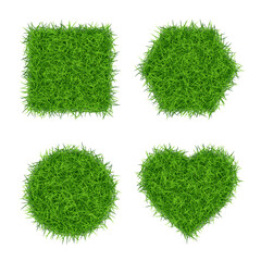 Shapes filled with green grass isolated. Vector