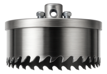 Bi-metal hole saw with a reinforced back plate for increased stability when cutting through cast iron pipes.