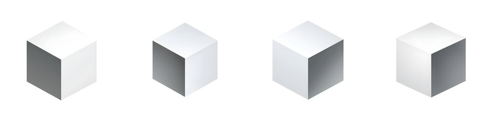 Fototapeta premium Isometric White Cubes with Shadow - 3D Rendered Shapes Isolated on White Background