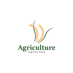 Rice Paddy Circle Organic Wheat Products Logo Healthy Food for Agriculture Vector Template