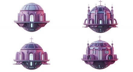 Naklejka premium Floating buildings futuristic architecture designs