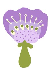 Dreamy lavender blooms radiate whimsical joy, a gentle illustration perfect for childrens books, spring designs, or a touch of playful elegance.