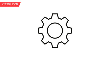 Obraz premium Essential Outline Gear Symbol Representing Digital Settings, Configuration Options, and Mechanical Functionality for Interface Design and System Control