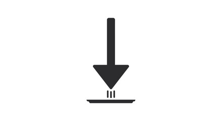 Obraz premium Minimalist black arrow pointing downward, an icon symbolizing the concept of downloading, receiving, or arrival