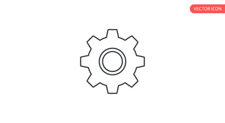 Fototapeta premium Vector illustration of a single gear on a white background, symbolizing mechanics, engineering, and industry with clean lines