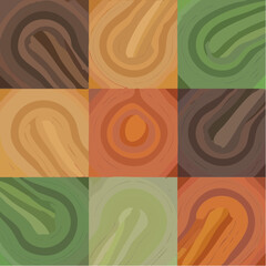 Abstract illustration of colorful textures with circular patterns. The image showcases a grid of various swirled, textured designs. The different textures add depth and interest