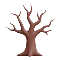 A stylized, brown tree with twisted branches, showcasing an abstract design and a smooth surface.