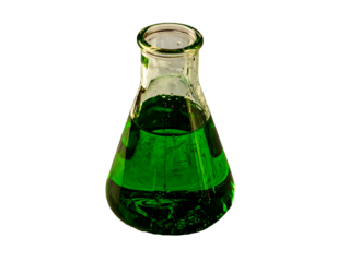 Erlenmeyer flask, laboratory glassware, chemistry equipment, isolated on a white background, used for mixing, measuring, storing liquids, performing experiments, conducting reactions, scientific resea