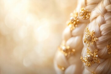 Elegant twist braids adorned with shimmering gold accents, embod