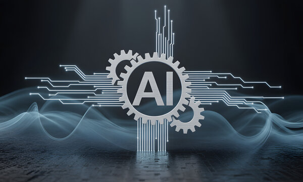 AI Intelligence Machine Learning Technology Gear Circuit Concept