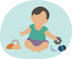 baby boy playing with toy colorful vector