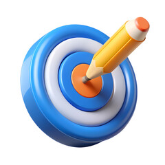 Target Achievement with Pencil Hitting Bullseye for Goal and Success in Business