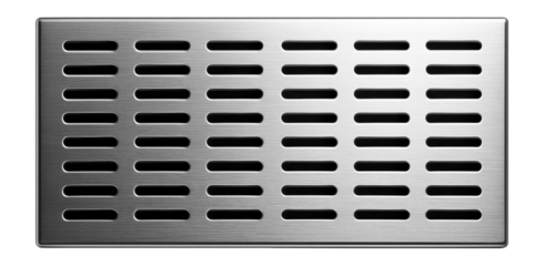 Rectangular-holed perforated stainless steel panel for drainage covers.