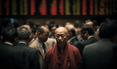 Obraz premium Monk amidst traders (1)