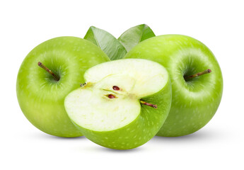 Fresh green apple on transparent png ((Image from camera)